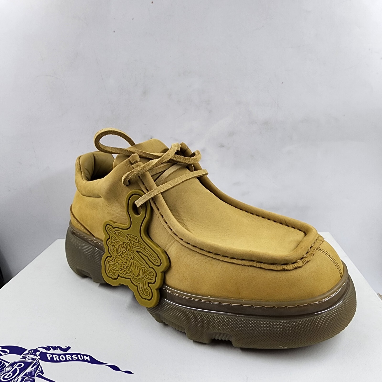 Burberry Suede Creeper Mid Derby Boots Men's 43.5 Manilla Lace-Up Closure - Picture 9 of 20