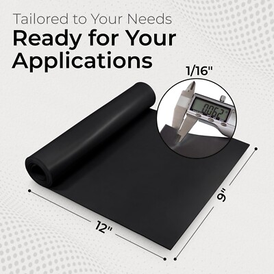 Neoprene Sheet 1/16 x 9 x 12 in 60A Rubber Strip Mat Gasket Material Made in USA