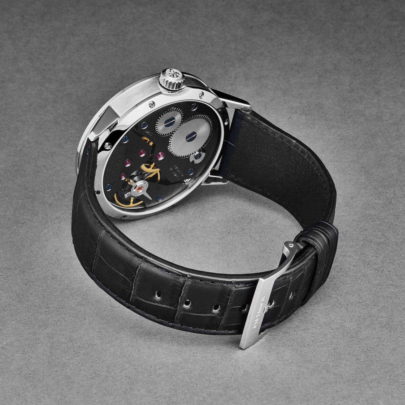 Pre-owned Dietrich Mens Night' Black Dial Black Leather Strap Automatic Watch Nb All Blkss