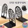 Feifeiya 6 Pairs Decorative Book Ends Heavy Duty Metal Bookends for Shelves Office Bookends Black Non Skid Book Shelf Holder Supports 6.89x4.89x3.54 inch(Tree and Flower)
