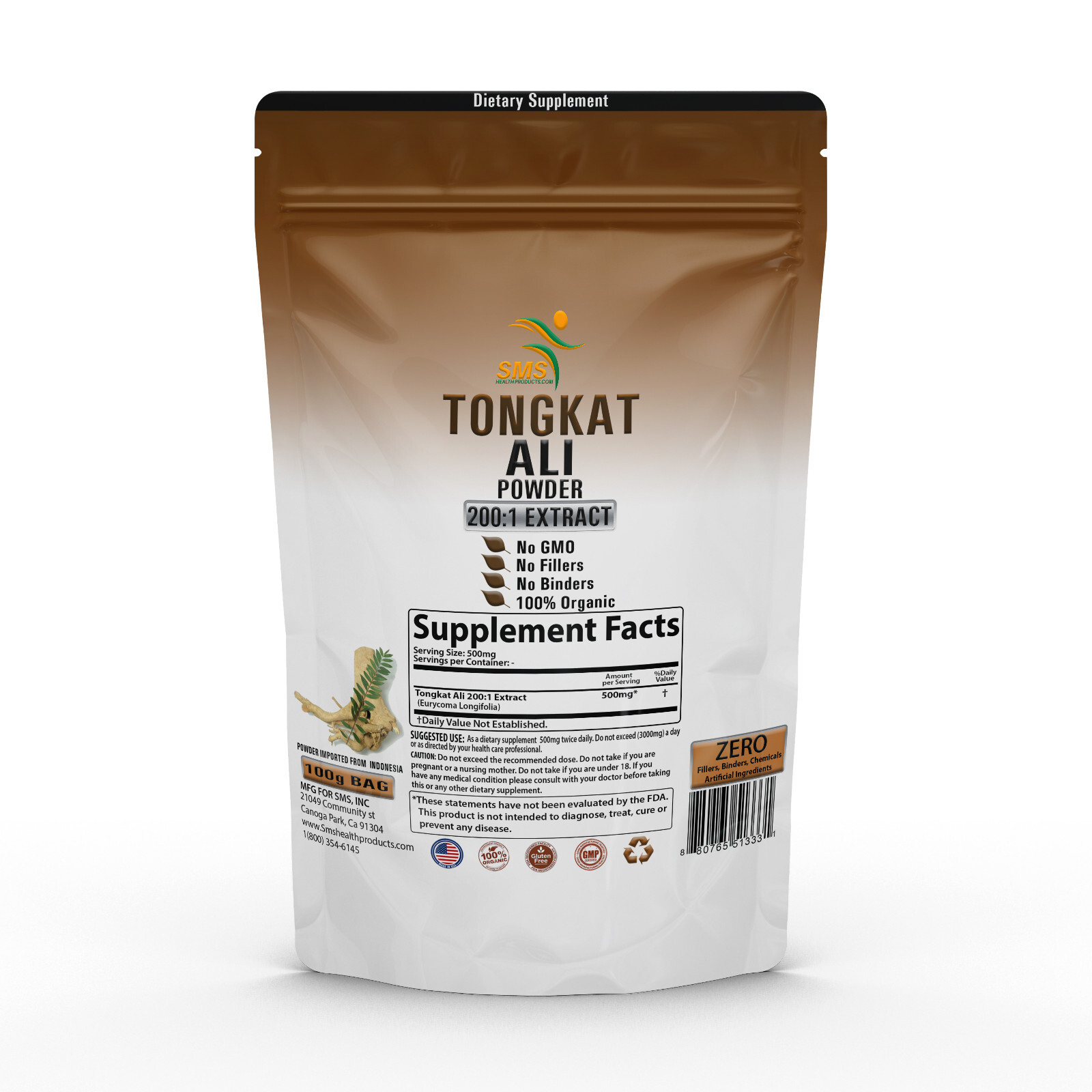 100G TONGKAT LONGJACK PASAK 100% PURE ROOT GRADE A EXTRACT 200:1 POWDER
