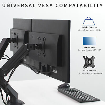 VIVO Dual Monitor Counterbalance Desk Mount Stand | Fits Screens 17" to 27"