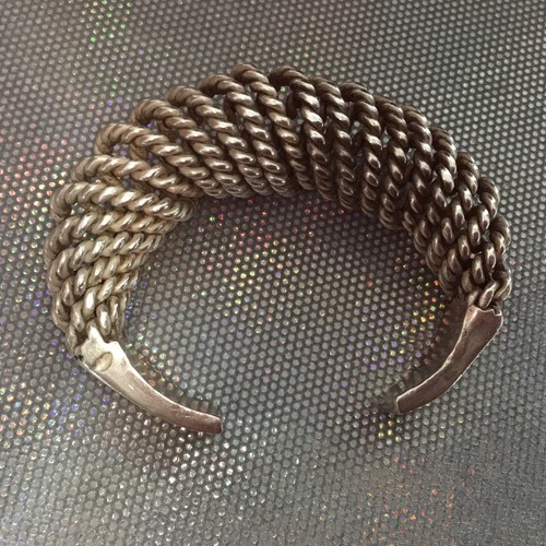 RARE Weaven C Shape Bangle Akha Hill Tribe Sterling Silver