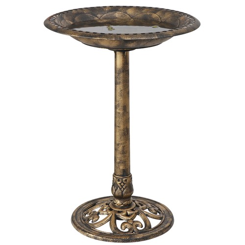 28" Height Pedestal Bird Bath Outdoor Garden Decor Vintage Yard Birdbath Bronze