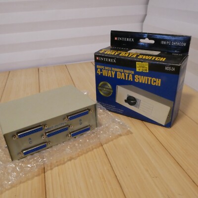 NOS - Interex IBM PC Data Transfer 4-Way ABCD Switch DB25 D-Sub Female MDS-2A