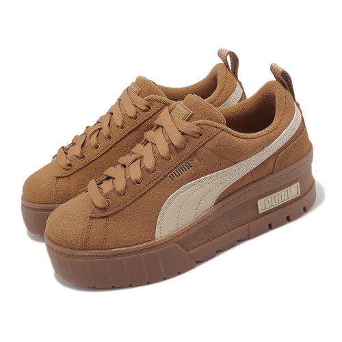 Puma Mayze Wedge Suede Wns Desert Tan Brown Женские повседневные туфли на платформе 386744-01