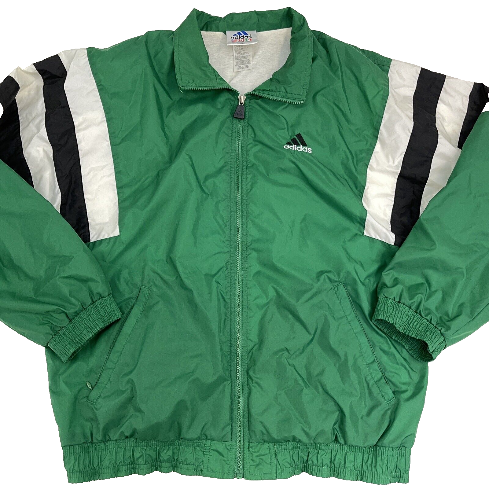 Vintage Adidas Zip Windbreaker Jacket Coat Mens Large Green White