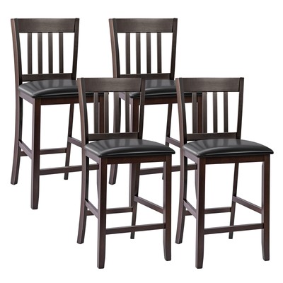 Topbuy Set of 4 Bar Stools Counter Height Pub Chairs w/ PU Leather Seat&Rubber