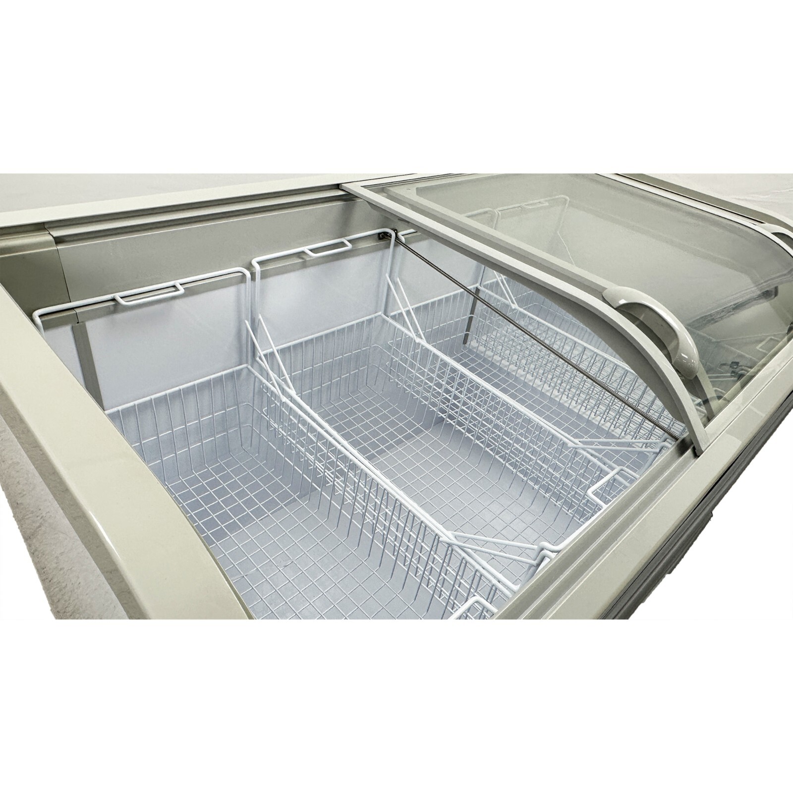 56" Commercial Chest Freezer Glass Door Grocery Freezer Ice Cream Display