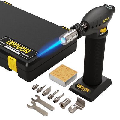 LEXIVON Butane Torch Multi-Function Kit | Premium Self-Igniting Soldering Sta...