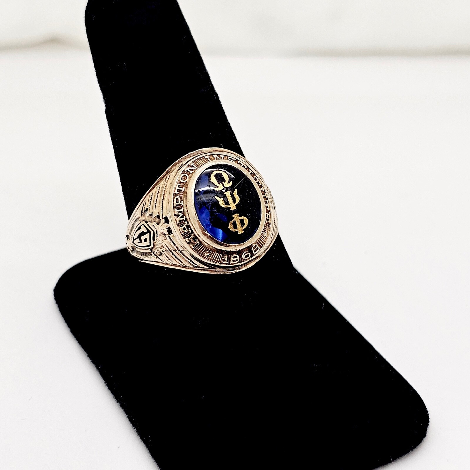 VINTAGE 1954 HAMPTON INSTITUTE UNIVERSITY 10K GOLD OMEGA PSI PHI SCHOOL RING eBay