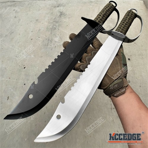 19.5" CHOPPING MACHETE FULL TANG FIXED BLADE SWORD TACTICAL MACHETE WITH GUARD