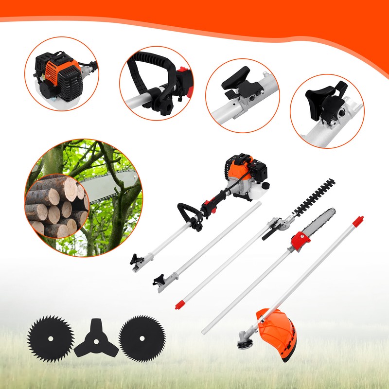 52cc Heavy Duty 5in1 Multifunction Petrol Trimmer Grass Trimmer 2 Stroke Cutting