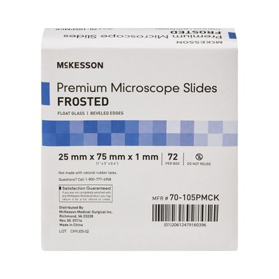 McKesson Glass Microscope Slides 25 X 75 X 1 mm Frosted End 72 pcs