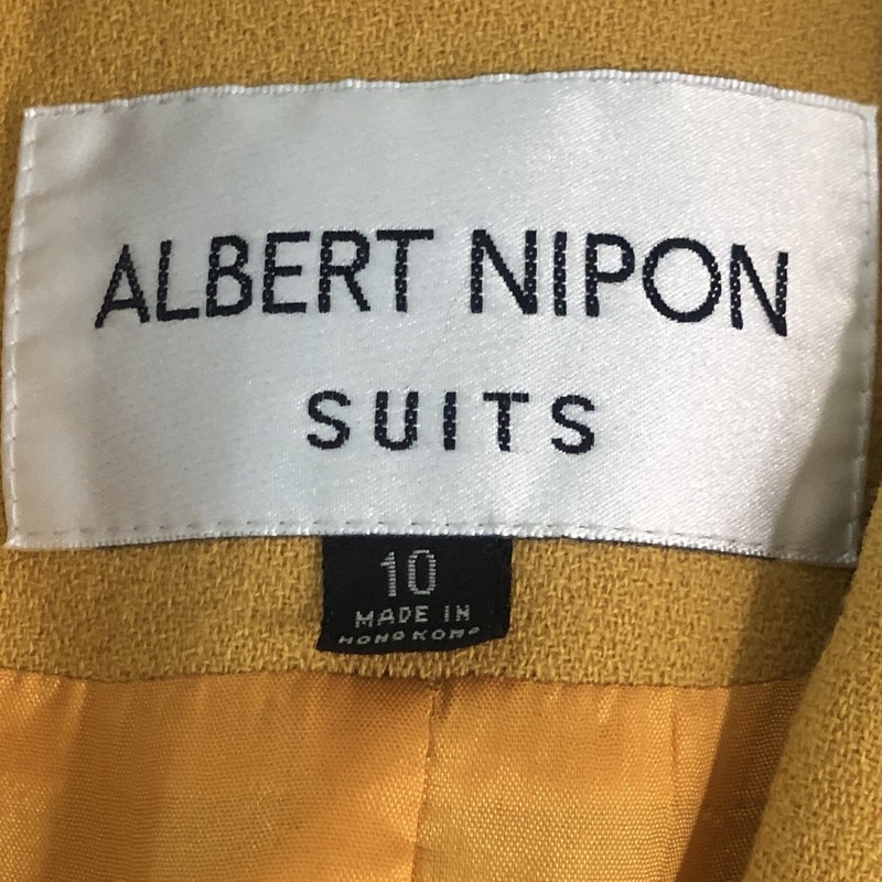 Albert Nipon Vintage 90s Gold Blazer Black Trim Business Skirt Suit Size 10