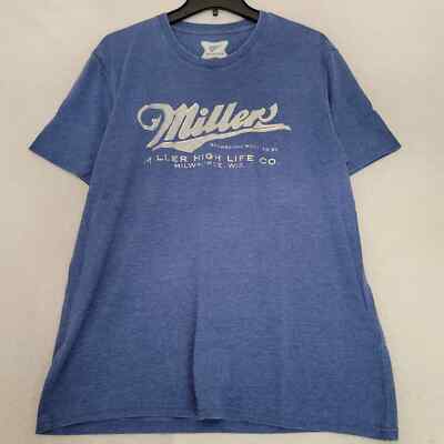 Lucky Brand Miller High Life Beer Shirt Mens Large L Blue Brew Outdoor Retro NWT