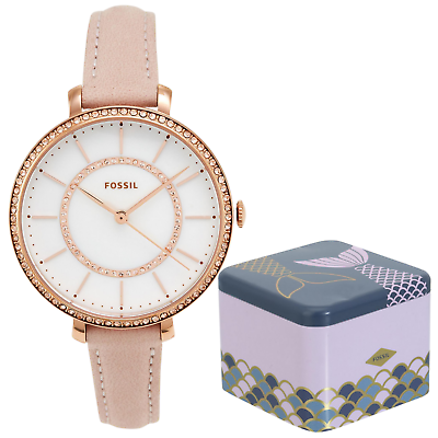 Fossil Jocelyn Mother of Pearl Dial Crystals Blush Leather 36mm Watch ES4455