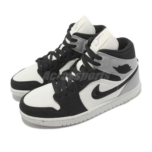 Женские повседневные кроссовки Nike Wmns Air Jordan 1 Mid SE Sail черного и серого цвета AJ1 DV0427-100