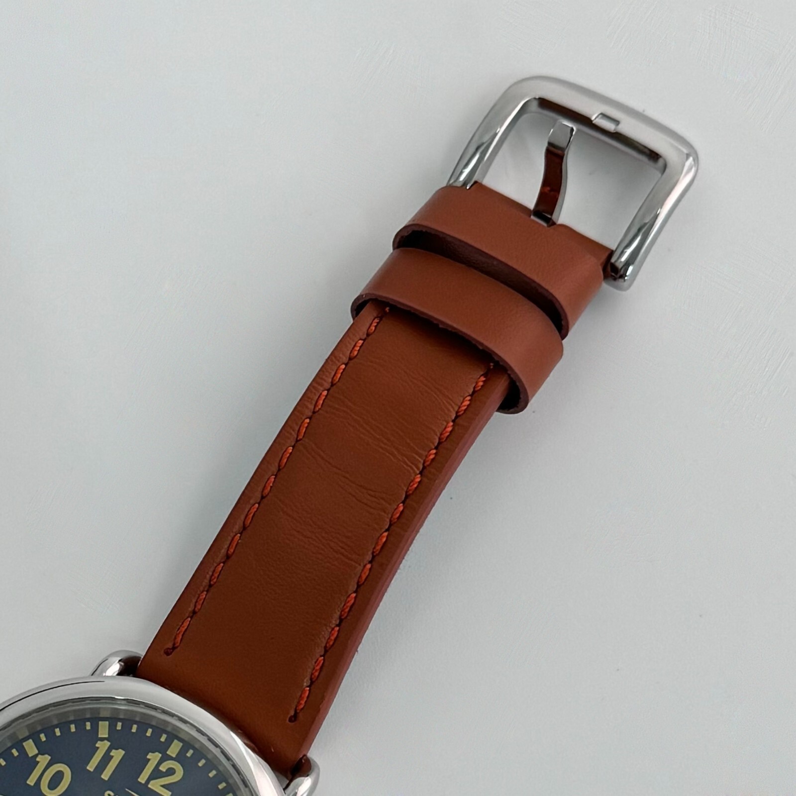 Pre-owned Shinola The Runwell- Collegiate Blue Dial Brown-leather Strap Men's Watch 41mm