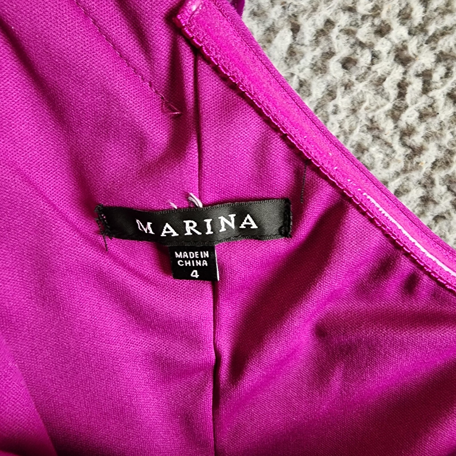 Marina Ruffled One Shoulder Sleeveless Sheath Dress Women's 4 Magenta Side Zip - Picture 5 of 11