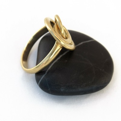 Pre-owned Handmade 18k Gold Ring, Gold Statement Ring, 3 Gold Link Ring, Cocktail Ring, Solid Gold