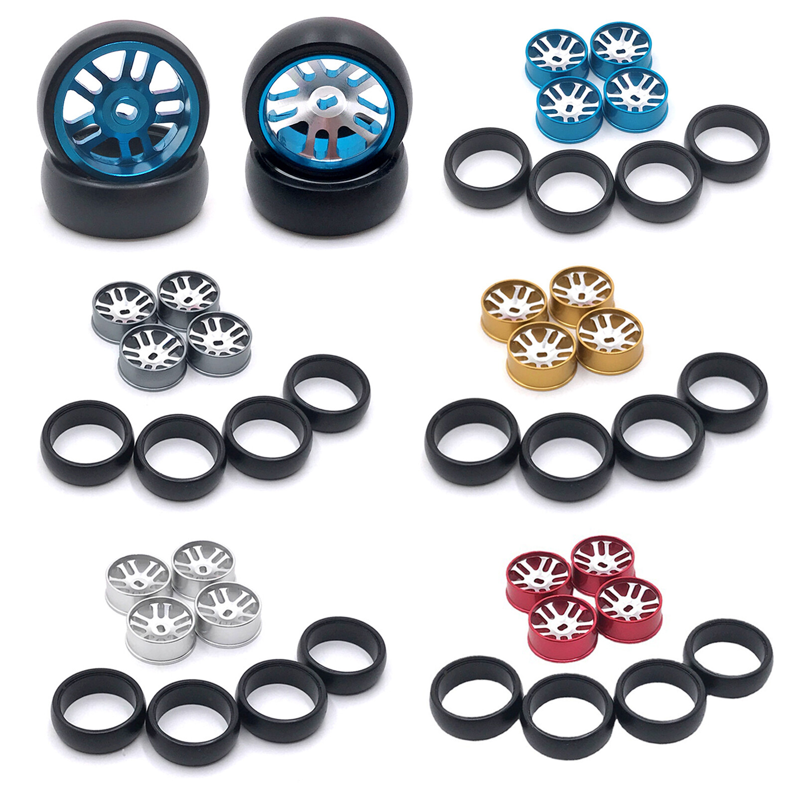 1:28 Scale Tires Wheel Rims Spare Parts for Wltoys 284131 K969 RC Racing Car