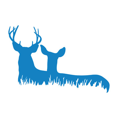 Deer Heads In Grass Die Cut Decal Made in USA Multiple Colors 6x4