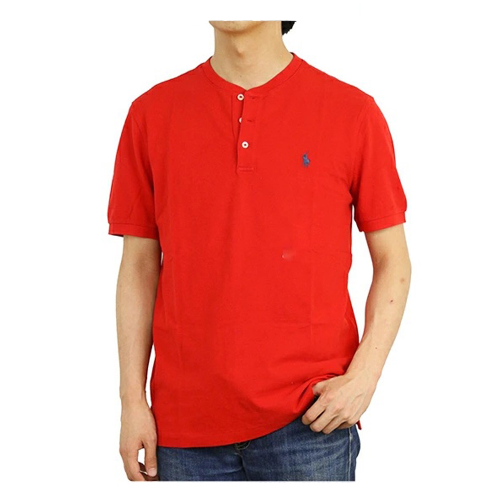 Polo Ralph Lauren Short Sleeve Featherweight Mesh Henley T-Shirt Tee - Red -