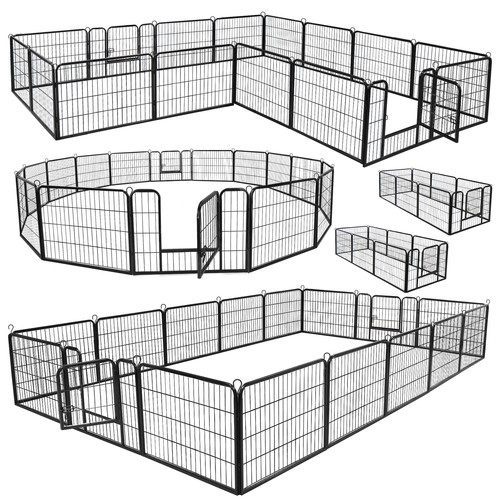 16 Panels Dog Pen Pet Playpen Kennel Fence Puppy Exercise Barrier Outdoor Indoor