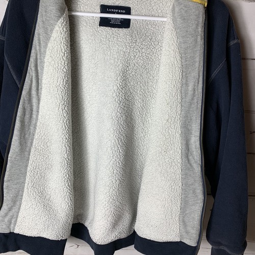Lands’ End Girls Navy Large Jacket With Fleece Lining & Hood (14-16)