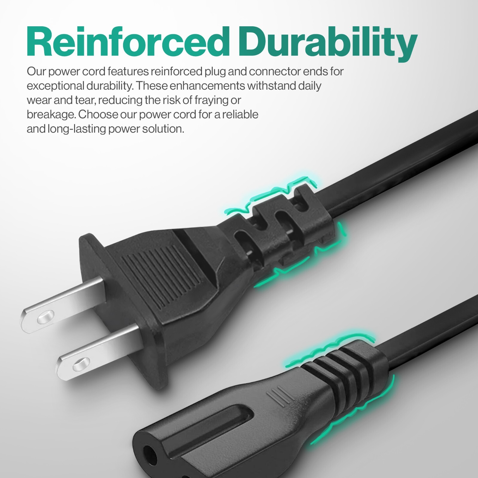 2 Prong Power Cord Polarized 5Ft Cable For Vizio Tv D/E/M Series, Sewing Machine