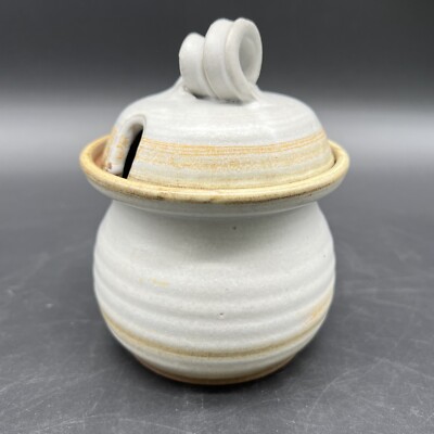 Beautiful VTG Steve Ashley Studio Art Pottery Lidded Condiment Jar Spoon Slot