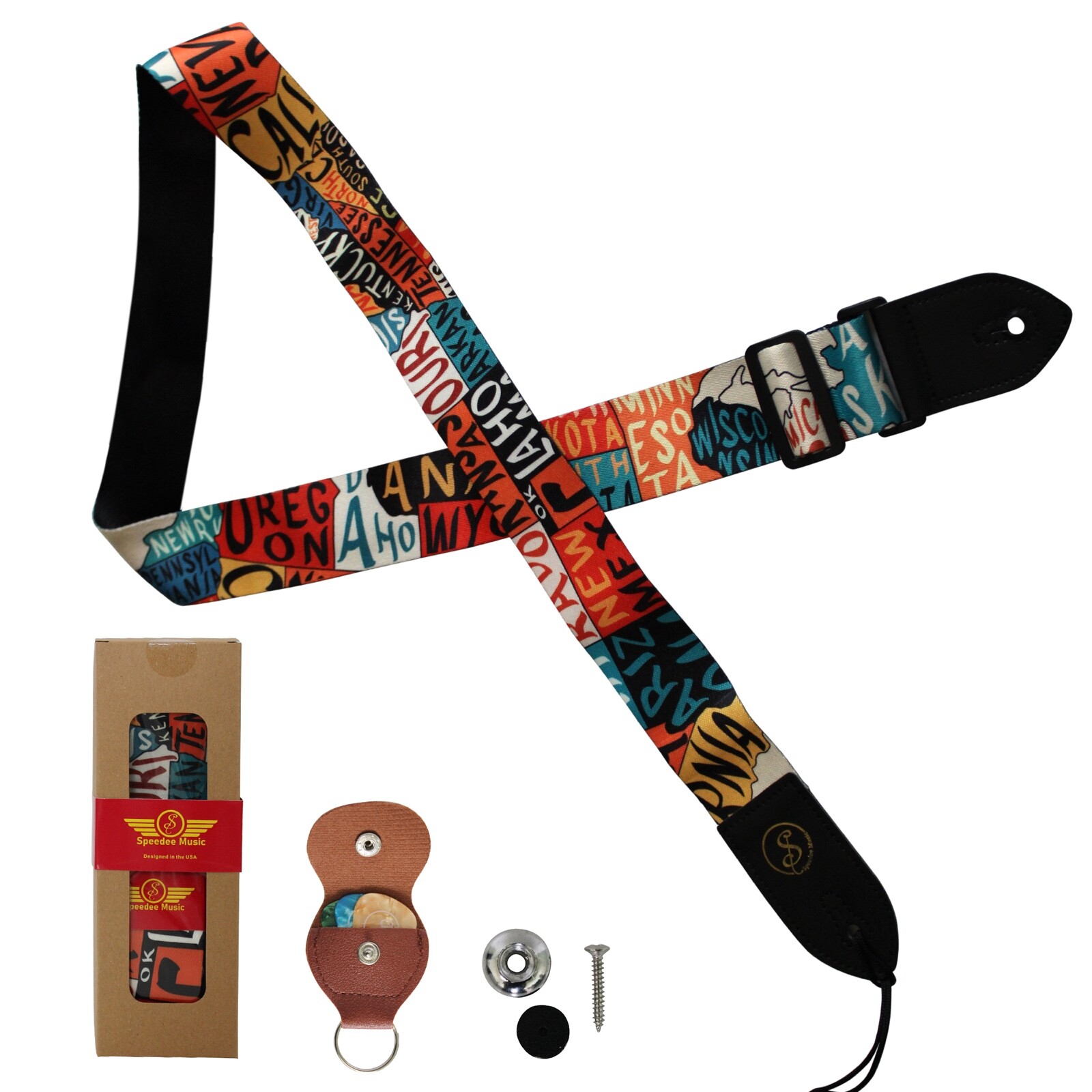 Kit Us Map Camo Design Mini Guitar Banjo  2" Width