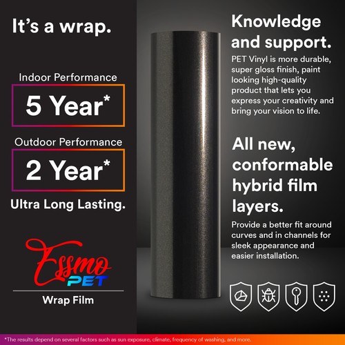 ESSMO PET Super Gloss Metallic Byron Blue Vehicle Vinyl Wrap Decal Like Paint