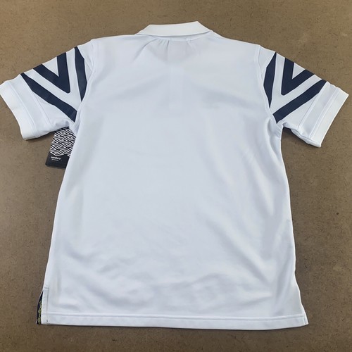 Umbro Premier Mens Size Medium White Short Sleeve Polo Shirt NWT *Flaw