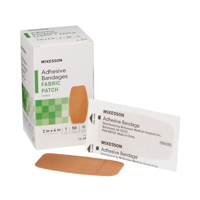 50 McKesson Adhesive Bandages 2'' x 4'' Fabric Patch Band Aid Strips 16-4817