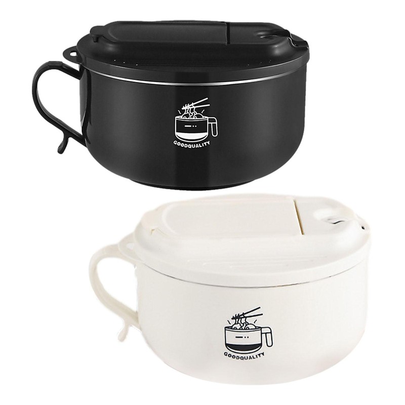 Ramen Bowl Microwavable Instant Noodle Bowl with Lid and Handle Stainless Steel