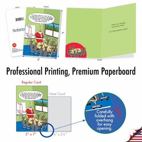 1 Funny Christmas Card with Envelope - Reindeer Around the Tree 1627