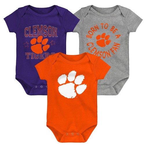 Комплект боди NCAA для новорожденных унисекс Clemson Tigers Born to Be из 3 предметов