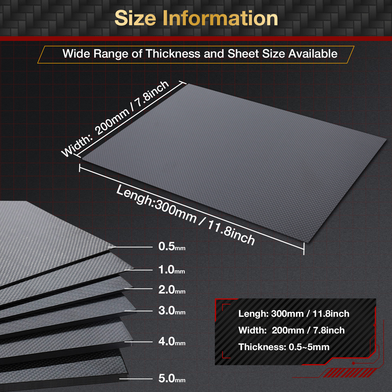 100% Pure Carbon Fiber Sheet Laminate Carbon Fiber Board Plate Medium Sizes