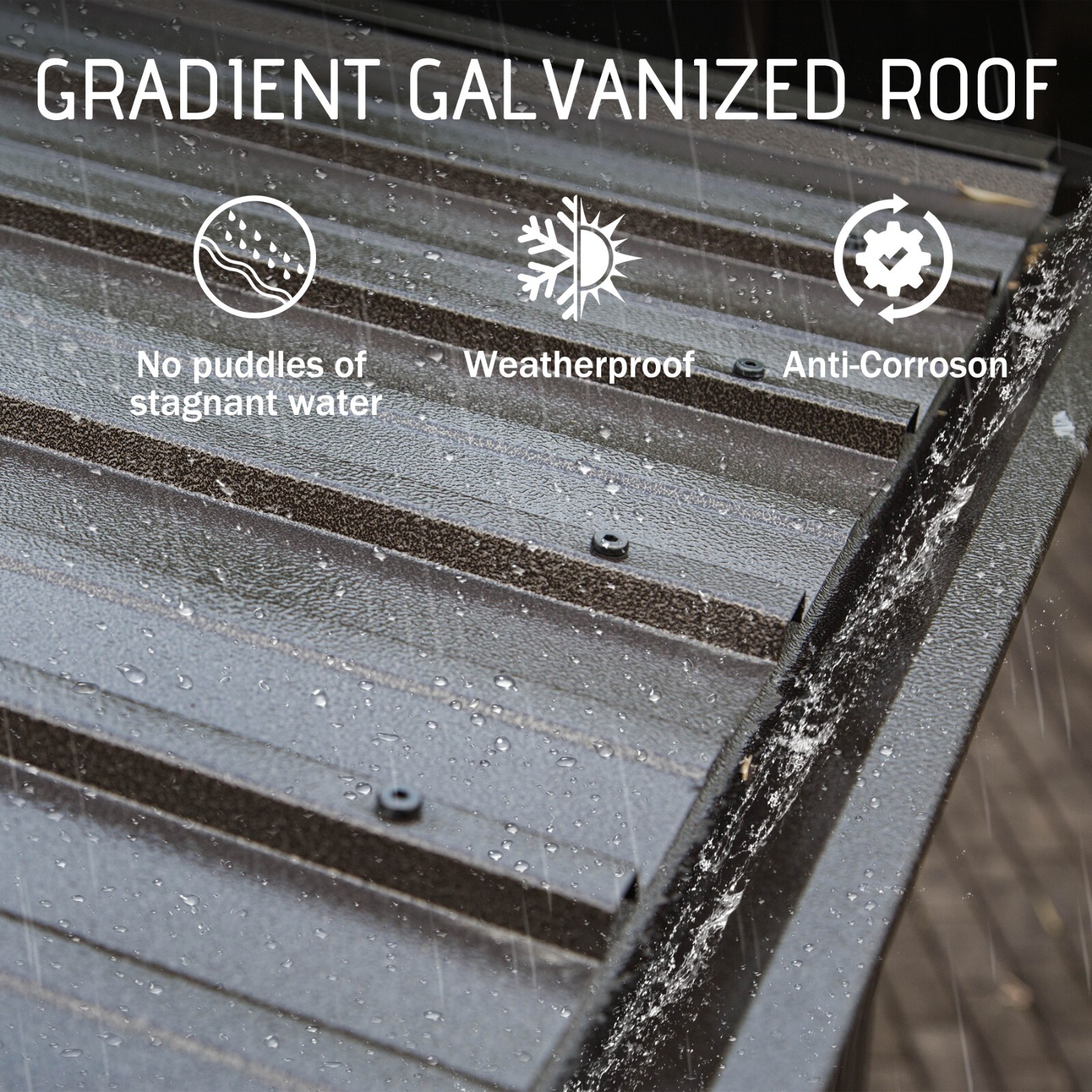 Domi 10x12FT Hardtop Gazebo Against Wall w/Sloping Steel Roof,Curtains&Netting