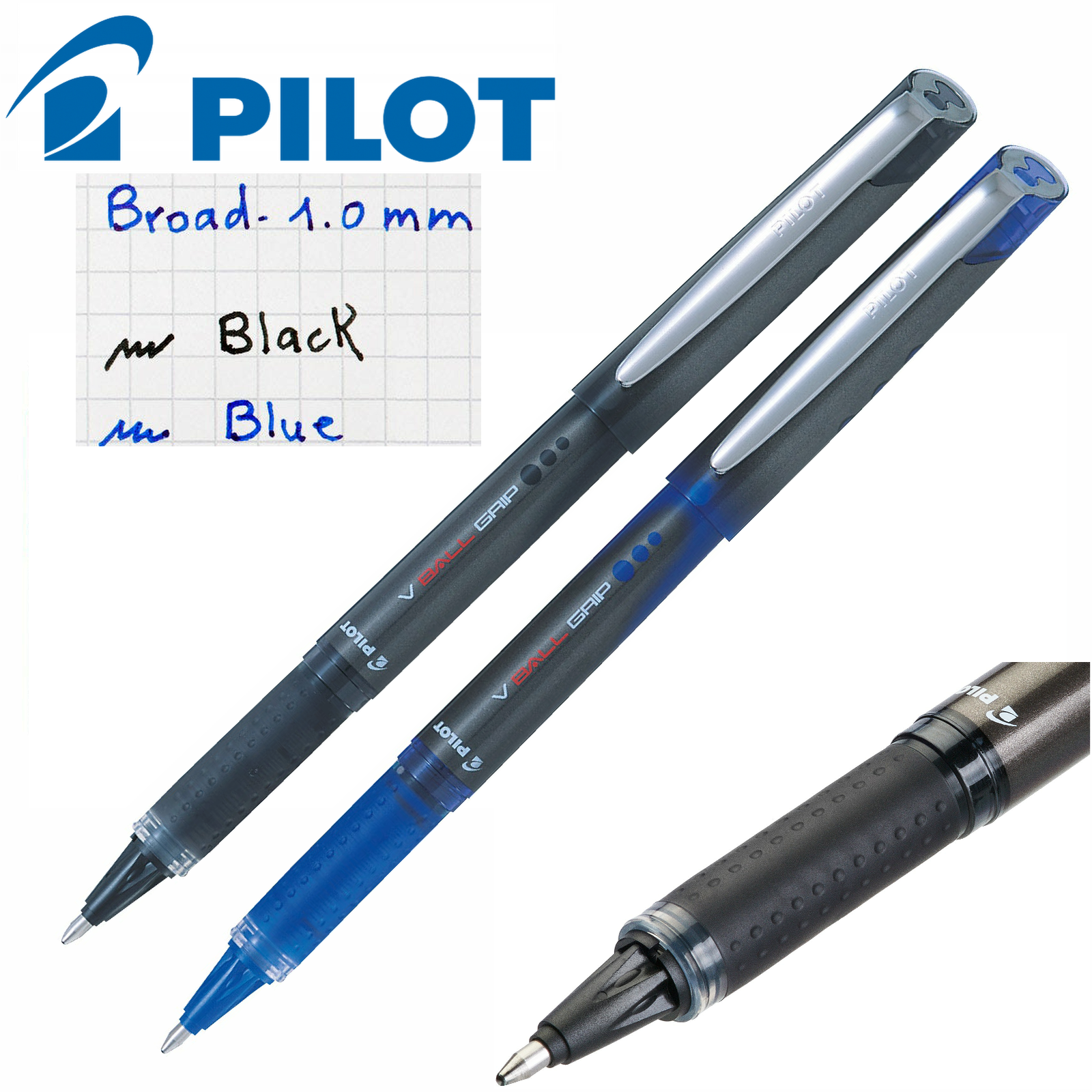 Pilot V Ball Grip 10 Liquid Ink Rollerball Pen 1.0mm Broad