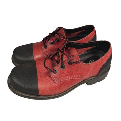 DR MARTENS  Rare Soft Leather Shoes Red Black Colorblock Size Men 9.5 Women 10.5