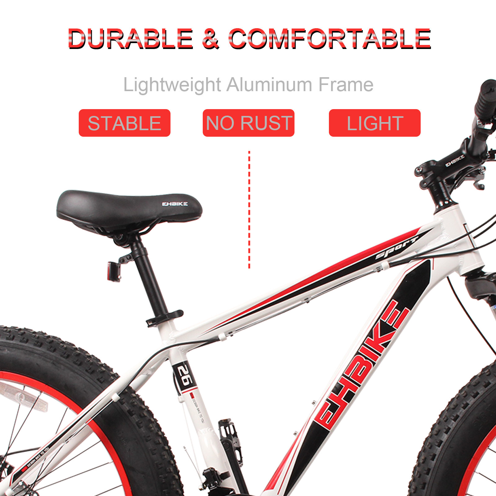 Fat Tire Beach Snow Mou-ntain Bike, 26-Inch Wheels, Boys 22 Inch Bikes Ages 8-12