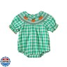 Ayalinggo Halloween Baby Girl Outfits Newborn Pumpkin Plaid Short Sleeve Smocked Bubble Romper Cute Infant Clothes (Green, 3-6 Months)
