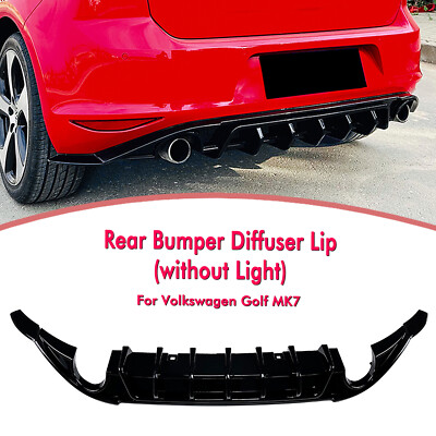 Rear Bumper Diffuser Lip Body Kit W/o Light For Volkswagen Golf 7 MK7 Black