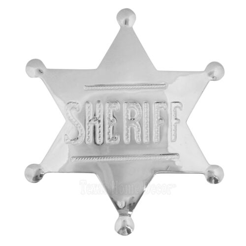 Sheriff Star Badge Wild West Silver Plated Polished Shiny Finish Made in USA