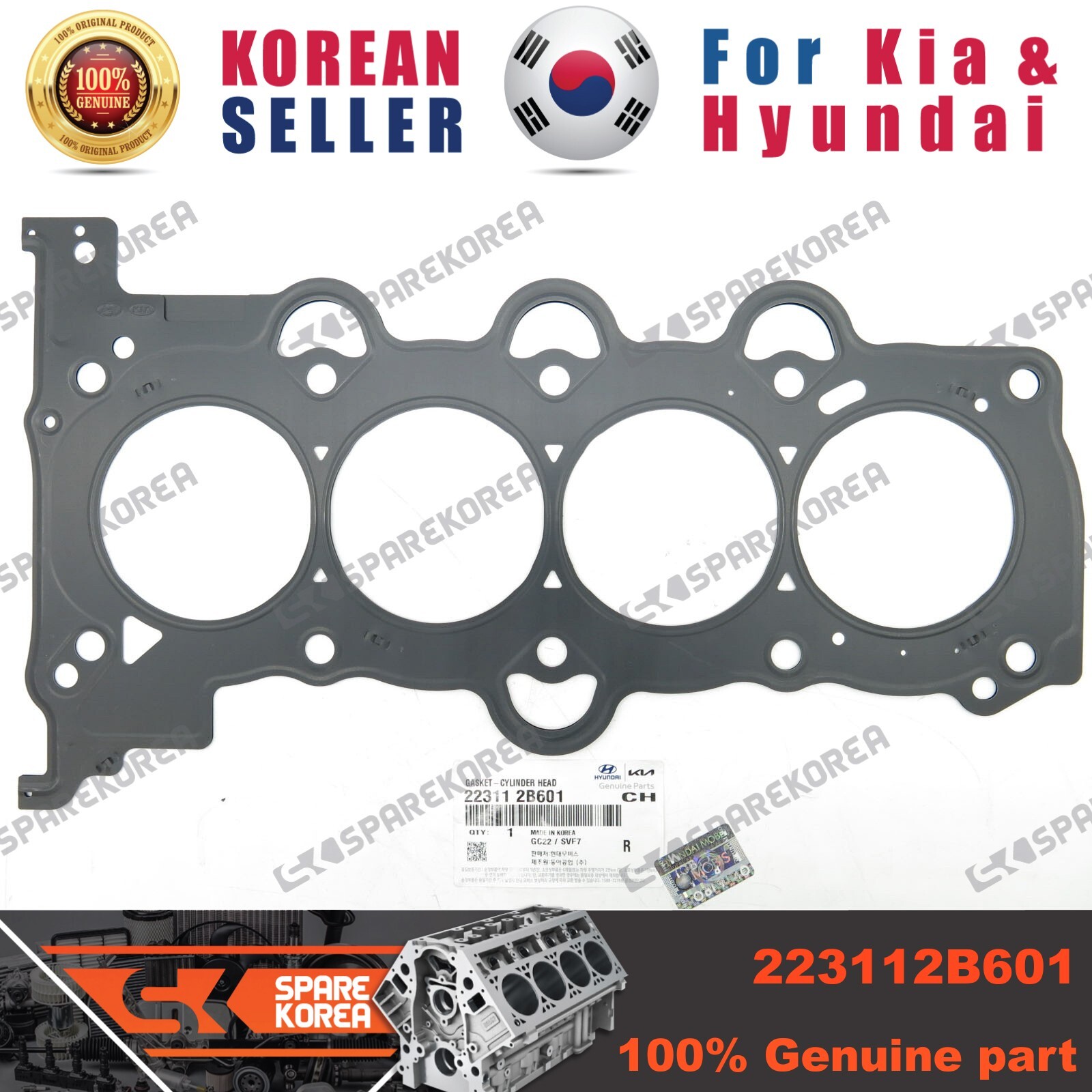 Genuine/OEM 223112B601 GASKET-CYLINDER HEAD for Hyundai