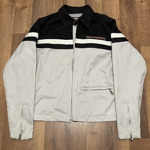 Harley Davidson Women's Grey/Black with White Stripe Jacket