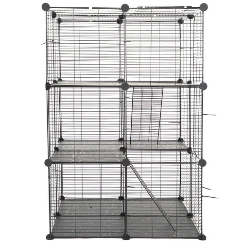 3-Tiers Kennels Pet Crate Cat Cage Indoor Catio DIY Cat Enclosures Metal Playpen